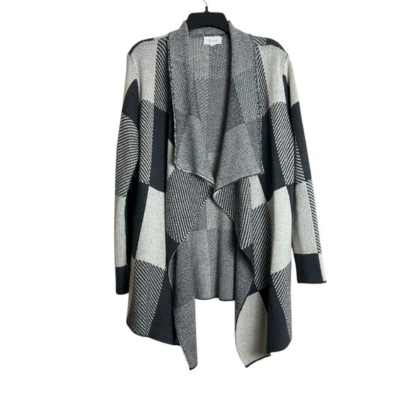 Becaal Large Cardigan Sweater Gray Color Block Women's - Picture 1 of 9
